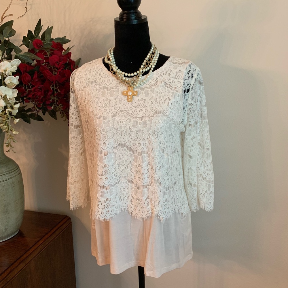 PLEIONE  I  Lace & Cotton Tee Layered Tunic